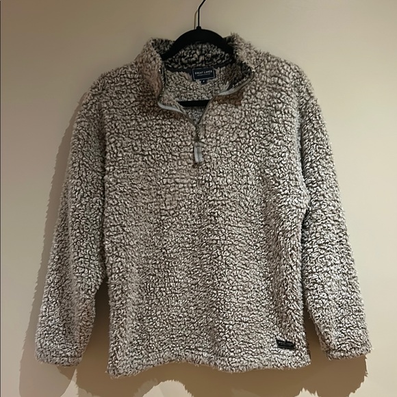 Great Lakes Tops - Women’s Gray Sherpa Quarter-Zip Pullover